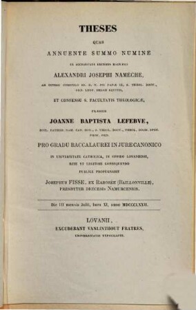 Theses. 1871/72, Fac. Theol.