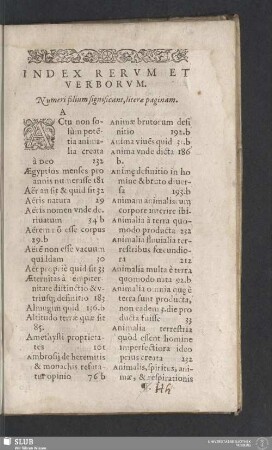 Index Rerum et Verborum