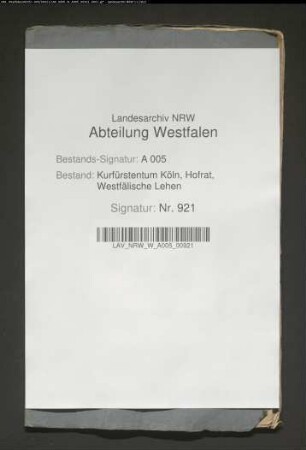 Zeugenverhör in Sachen Konkursverwaltung von Droste Füchten gegen Freiherrn von Böselager wegen der zum Hause Füchten gehörenden Lehnsstücke
