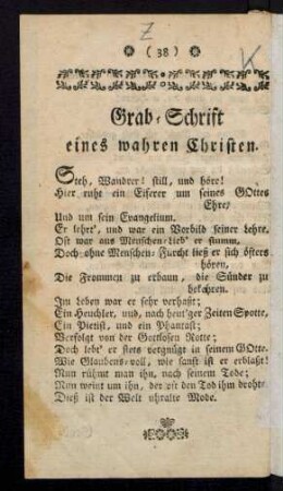 Grab-Schrift eines wahren Christen