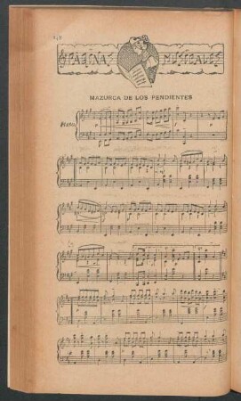 "Mazurca de los Pendientes" - [para] piano : Páginas musicales