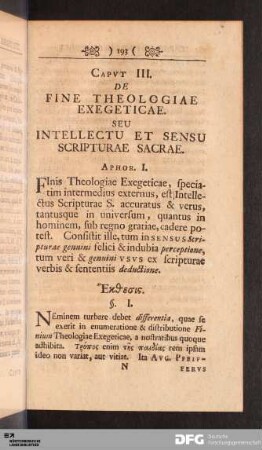 Capvt III. De Fine Theologiae Exegeticae.