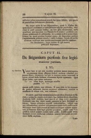 Caput II. De litigantium personis sive legitimatione partium.