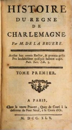 Histoire Du Regne De Charlemagne, 1