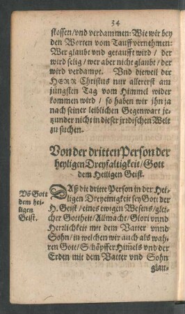 Von der dritten Person der heyligen Dreyfaltigkeit/ ...