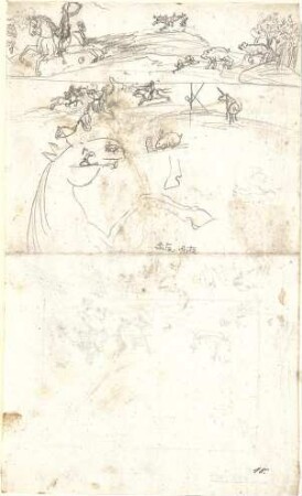 Gärtner, Friedrich von; Frühe Zeichnungen - Pferd u. Jagdszenen (Studien)