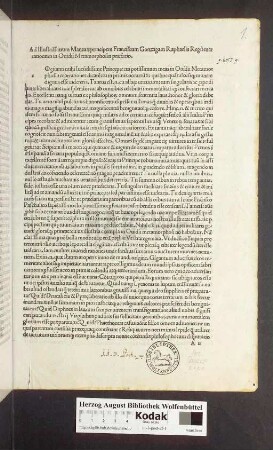 P. Ouidii Metamorphosis cum integris ac emendatissimis Raphaelis Regii enarrationibus & repræhensione illaru[m] ineptiaru[m]: quibus ultimus Quaternio primæ editionis fuit inquinatus