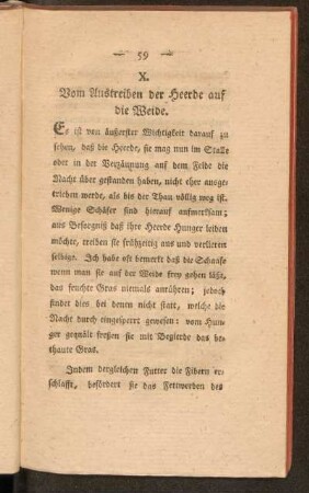 X. Vom Austreiben der Heerde auf die Weide