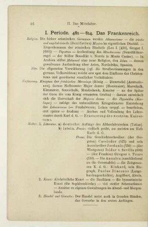 I. Periode. 481-814. Das Frankenreich