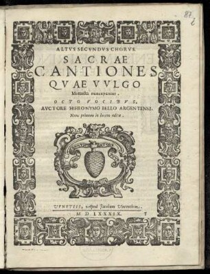 Girolamo Belli: Sacrae cantiones ... octo vocibus ...
