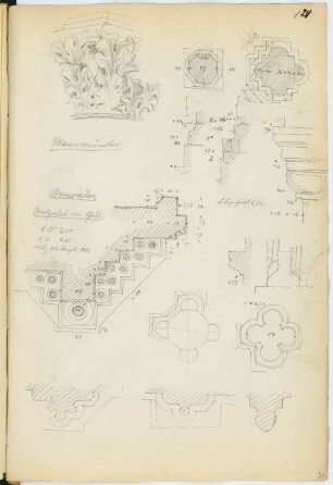 Klosterkirche, Maursmünster: Details (aus: Skizzen- und Fotoalbum 7)