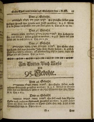 Im Dritten Buch Mosis sind 95. Gebohte.
