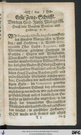Erste Zeug-Schrifft.