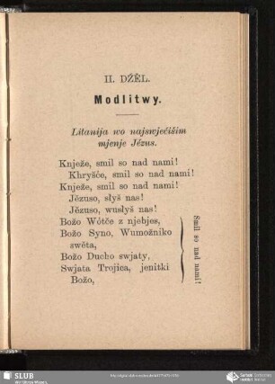 II. Dźěl. Modlitwy