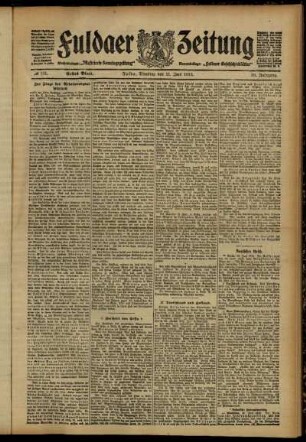 Erste Ausgabe vom Dienstag, den 11. Juni 1912.
