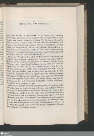 III. Lessing Und Wolfenbüttel