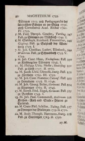 30-51, Magisterium 1739. 1740. 1741. 1742. 1743. 1744. 1745. 1746. 1747. 1748. 1749. 1750. 1751. 1752.