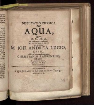 Disputatio Physica De Aqua