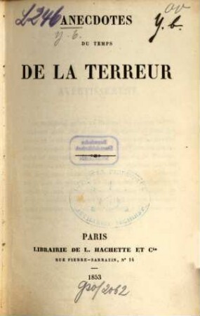 Anecdotes du temps de la terreur