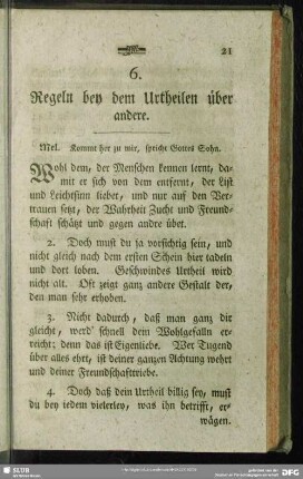 6. Regeln bey dem Urtheilen über andere