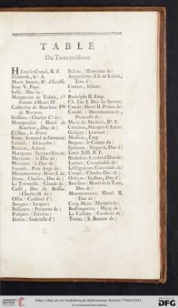 Table du Tome troisième