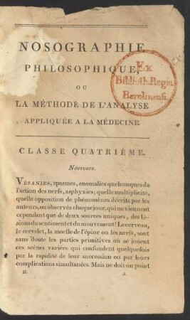 Nosographie Philosophique, Ou La Methode De L'Analyse Appliquée A La Médicine