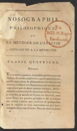 Nosographie Philosophique, Ou La Methode De L'Analyse Appliquée A La Médicine