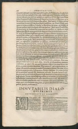Immutabilis Dialogus Primus.