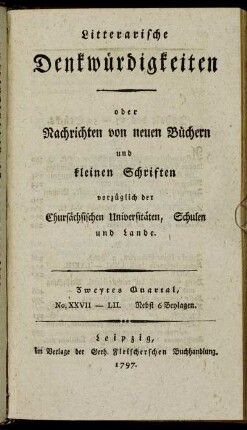 Zweytes Quartal, No. XXVII - LII.