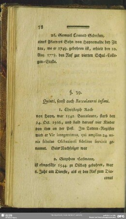 §. 39. Quinti, sonst auch Baccalaurei infimi