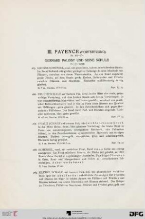 III. Fayence (Fortsetzung) (Nr. 265-274)