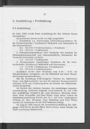 3. Ausbildung / Fortbildung