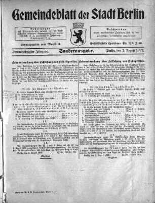 Sonderausgabe, 3. August 1922