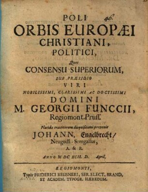 Poli orbis europaei Christiani politici
