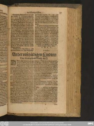 An der unschüldigen Kindlein Tag/ Evangelium Matth. am 2.