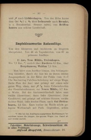 Empfehlenswerthe Radausflüge