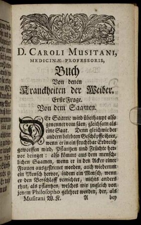 Buch Von denen Kranckheiten der Weiber.