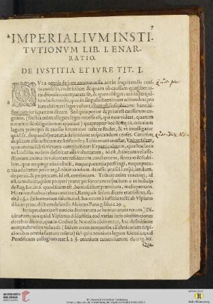 Imperialivm institvtionvm Lib. I. Enarratio