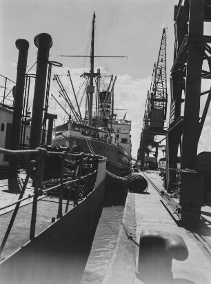 Hafenbild : Festgemachte Schiffe im Hafen von Beira