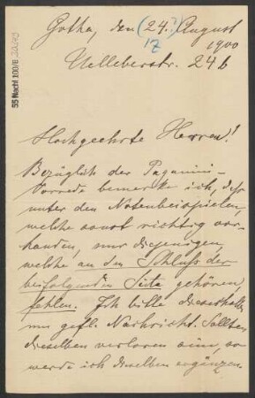 Brief an B. Schott's Söhne : 24.08.1900