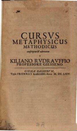 Cursus metaphysicus methodicus
