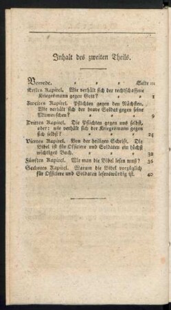 Inhalt des zweiten Theils