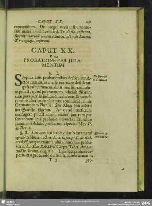 Caput XX. De Probatione Per Juramentum