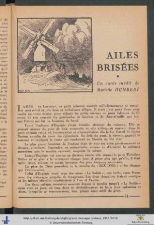 Ailes Brisées. Un conte inédit.
