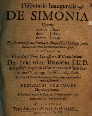 Disp. inaug. de simonia