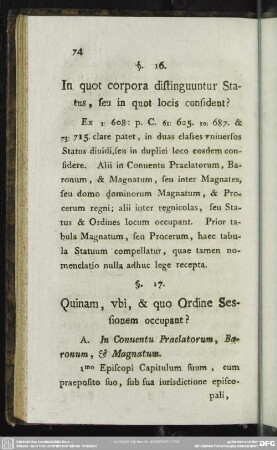 §. 16. In quot corpora distinguuntur Status, seu in quot locis consident?