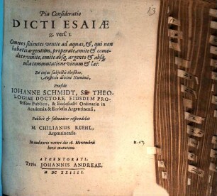 Pia consideratio dicti Esaiae 55. vers. 1.