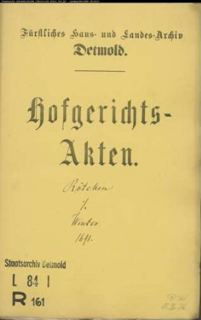 Rötteken, Amtschreibers Kinder Vormund Arnold Clüsener gegen Johann Winters Kinder und dessen Vormunde - Schuldforderung