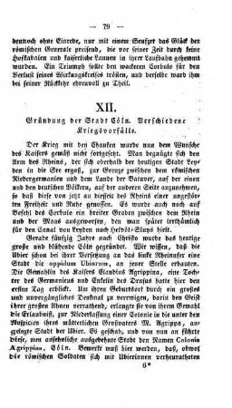 XII. Gruendung der Stadt Coeln. Verschiedene Kriegsvorfaelle