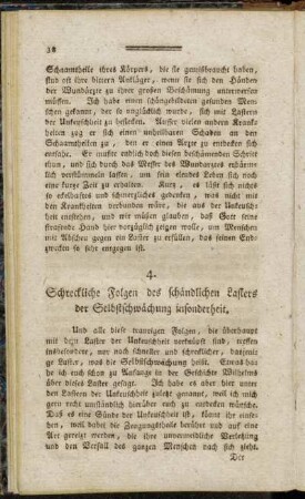 4. Schreckliche Folgen des schändlichen Lasters der Selbstschwächung insonderheit.